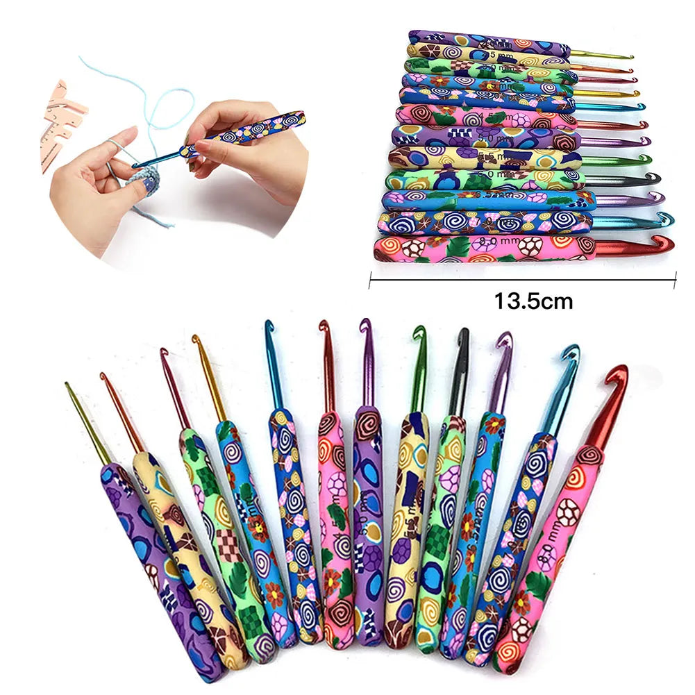 12 pcs Colorful Ceramic Crochet Hook Set - Cuddle Cloud Emporium