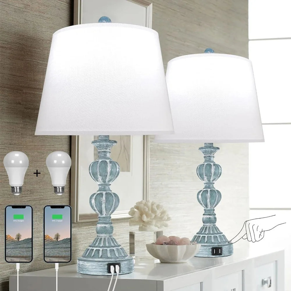 Dimmable Bedside Nightstand Lamp w/ 2 USB Charging Ports - Cuddle Cloud Emporium