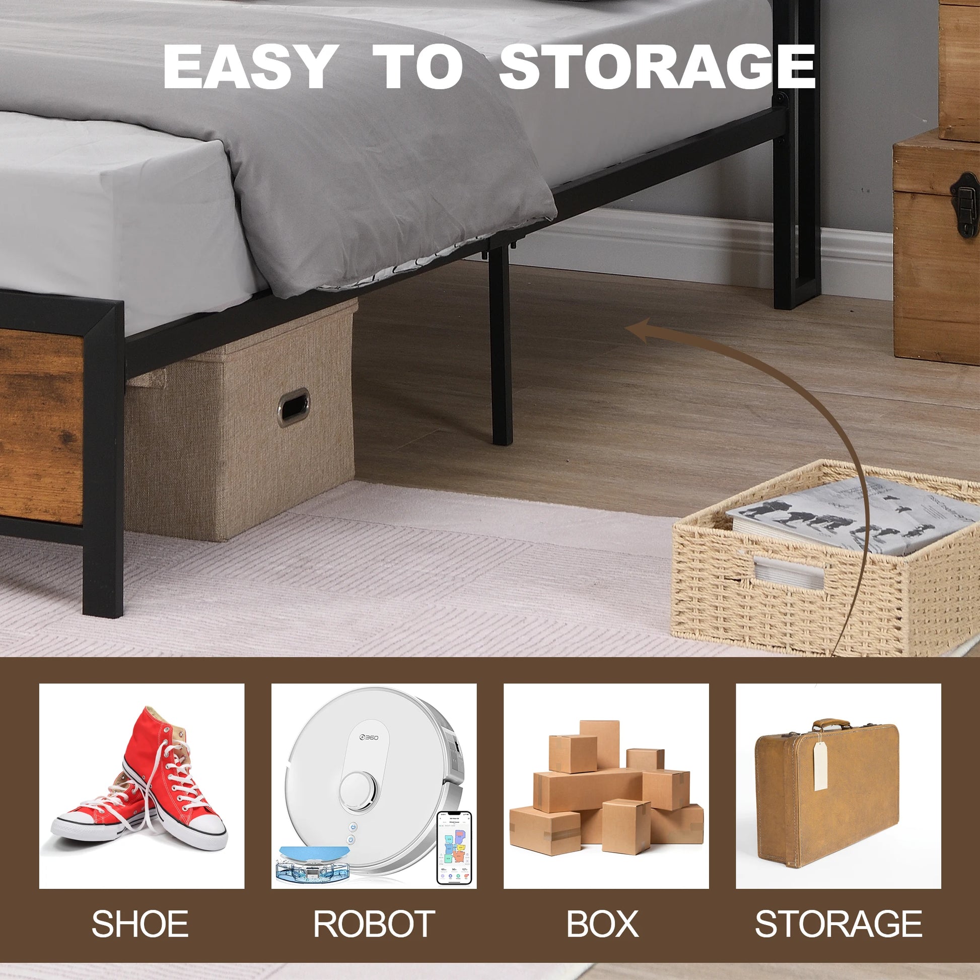 Q/F Size Bed Frame Lights, USB Ports & Storage - Cuddle Cloud Emporium