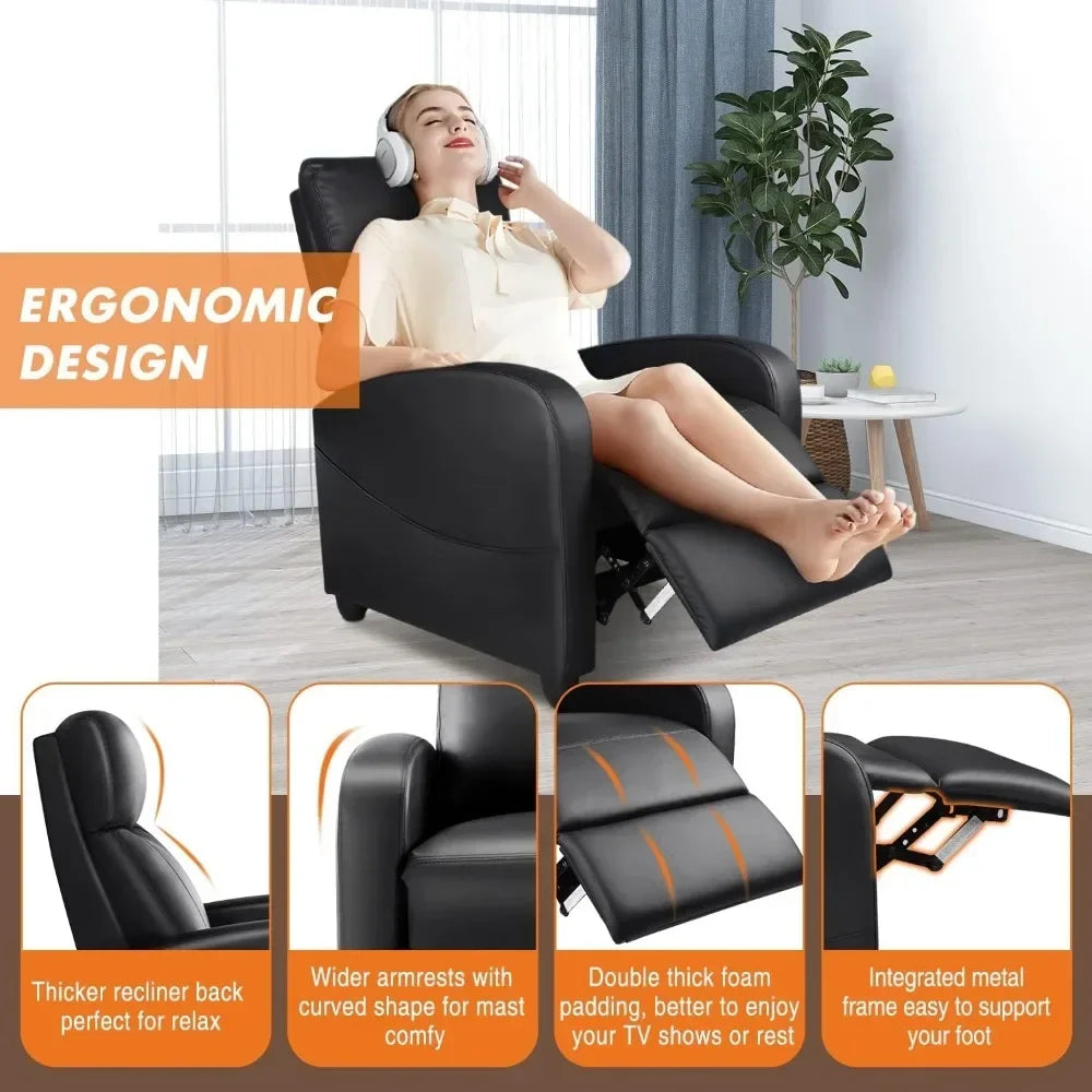 Massage Recliner Chair Adjustable with Padded Seat Backrest - Cuddle Cloud Emporium