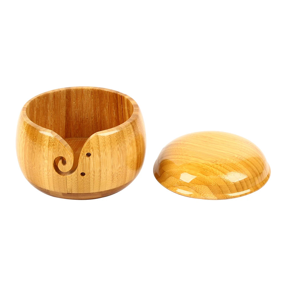 Wooden Knitting Crocheting Yarn Bowl - Cuddle Cloud Emporium