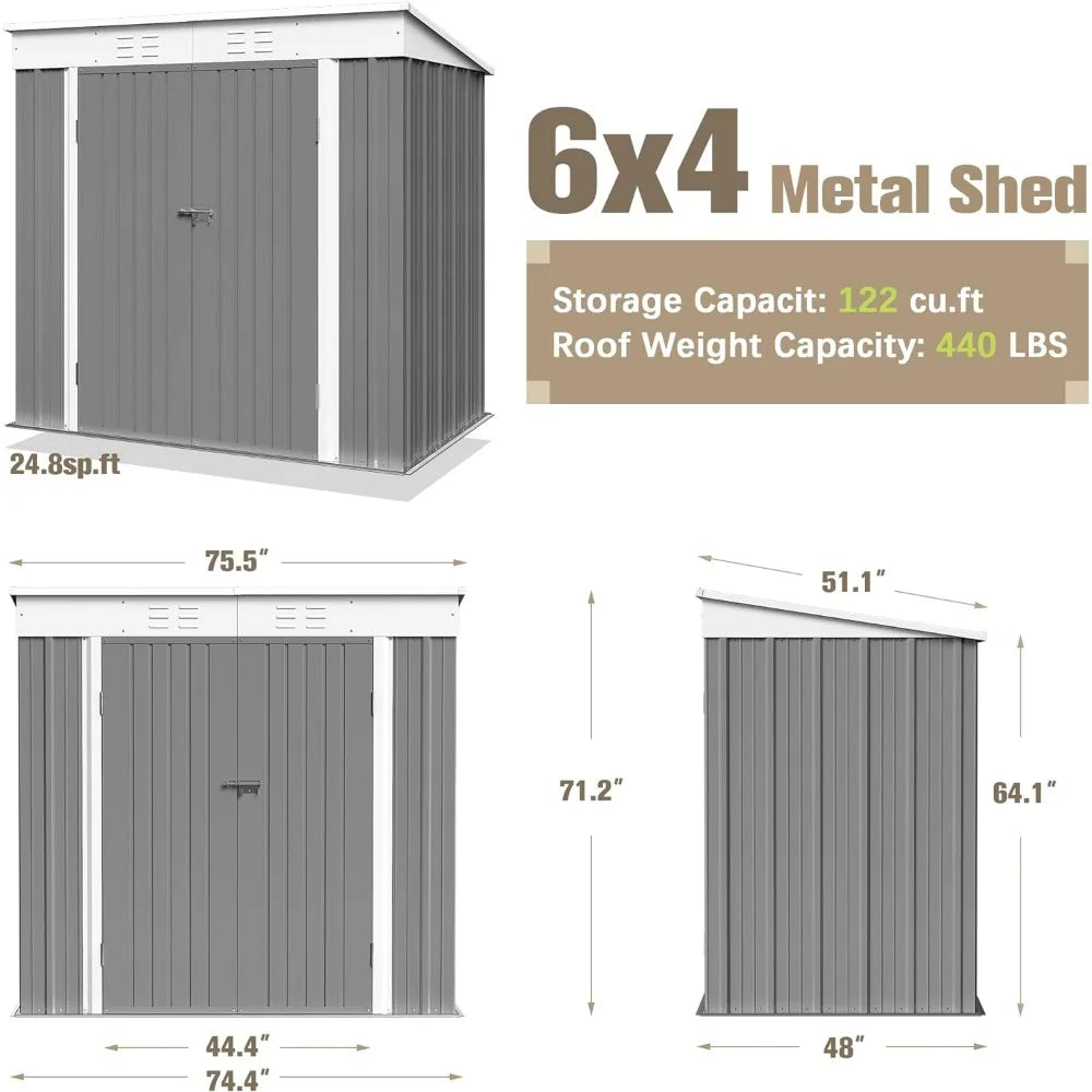 Outdoor Storage Shed All Weather Metal w/ Lockable Doors - Cuddle Cloud Emporium