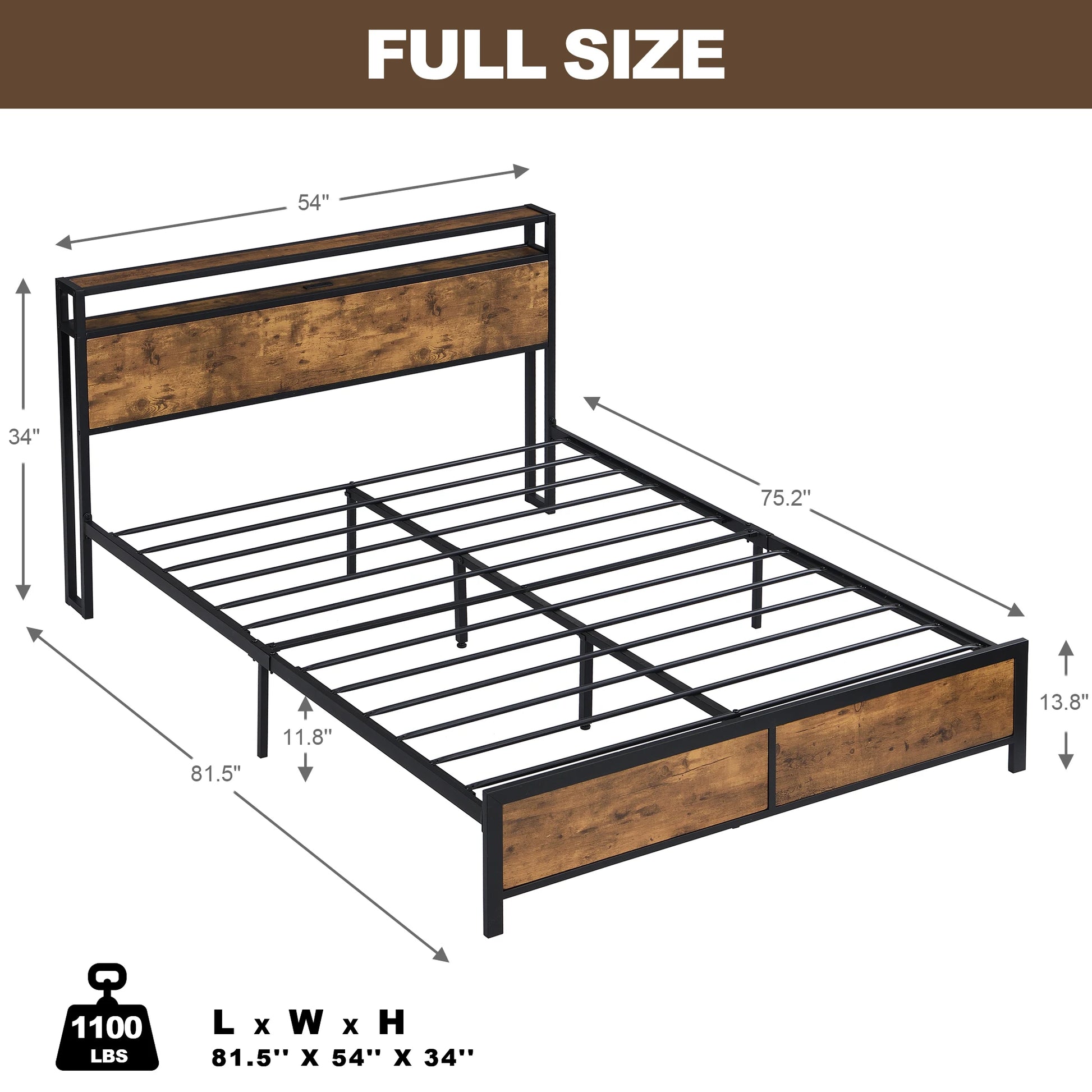 Q/F Size Bed Frame Lights, USB Ports & Storage - Cuddle Cloud Emporium