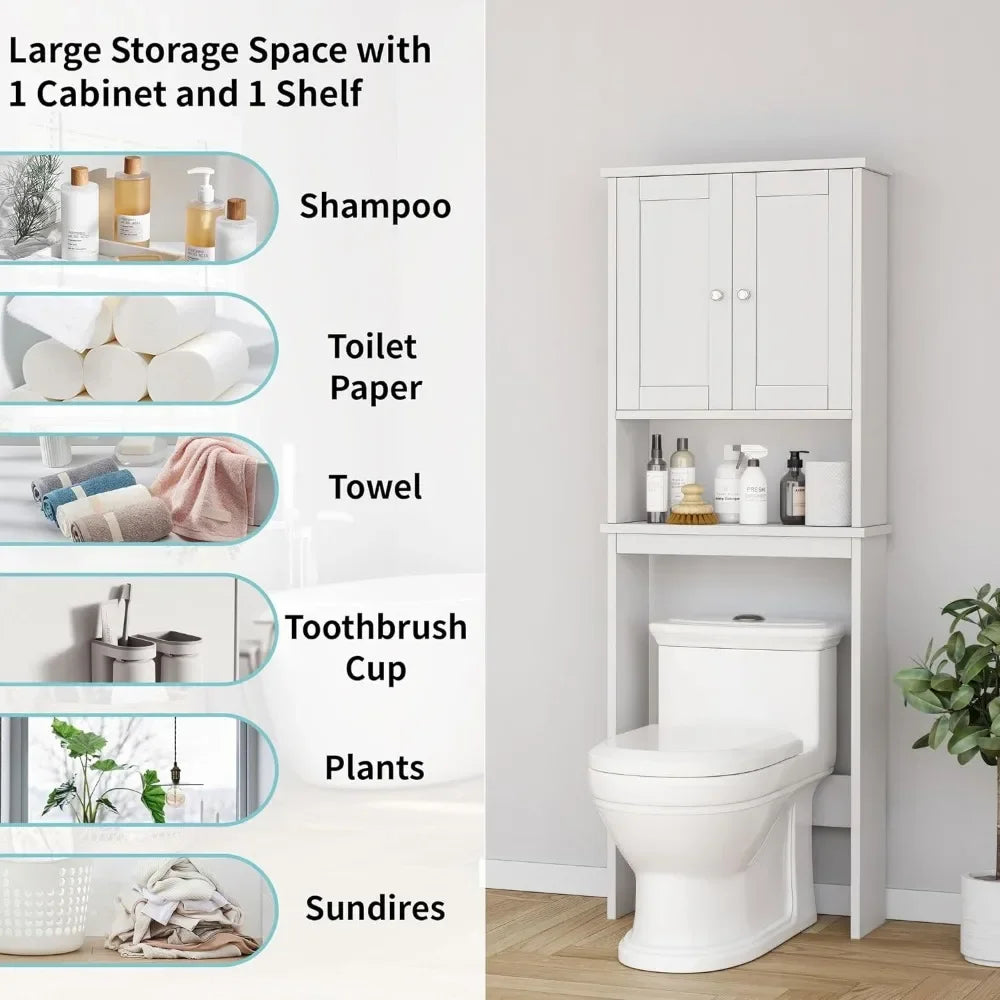 Over The Toilet Storage Cabinet Bathroom Shelf Organizer - Cuddle Cloud Emporium