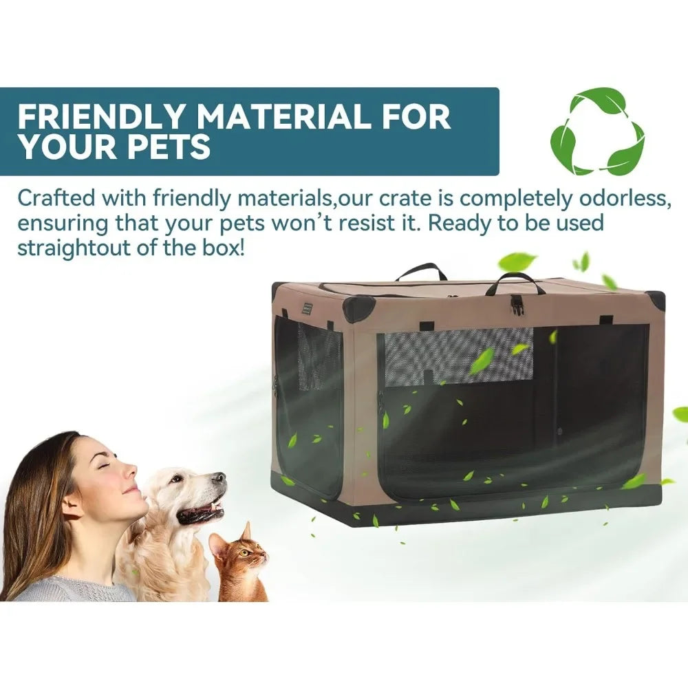 Soft Dog Kennel, Chew Proof 3 Door Design - Cuddle Cloud Emporium