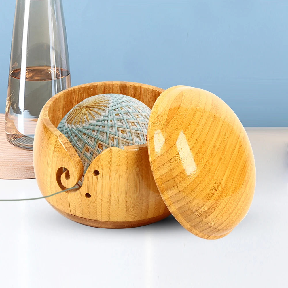 Wooden Knitting Crocheting Yarn Bowl - Cuddle Cloud Emporium