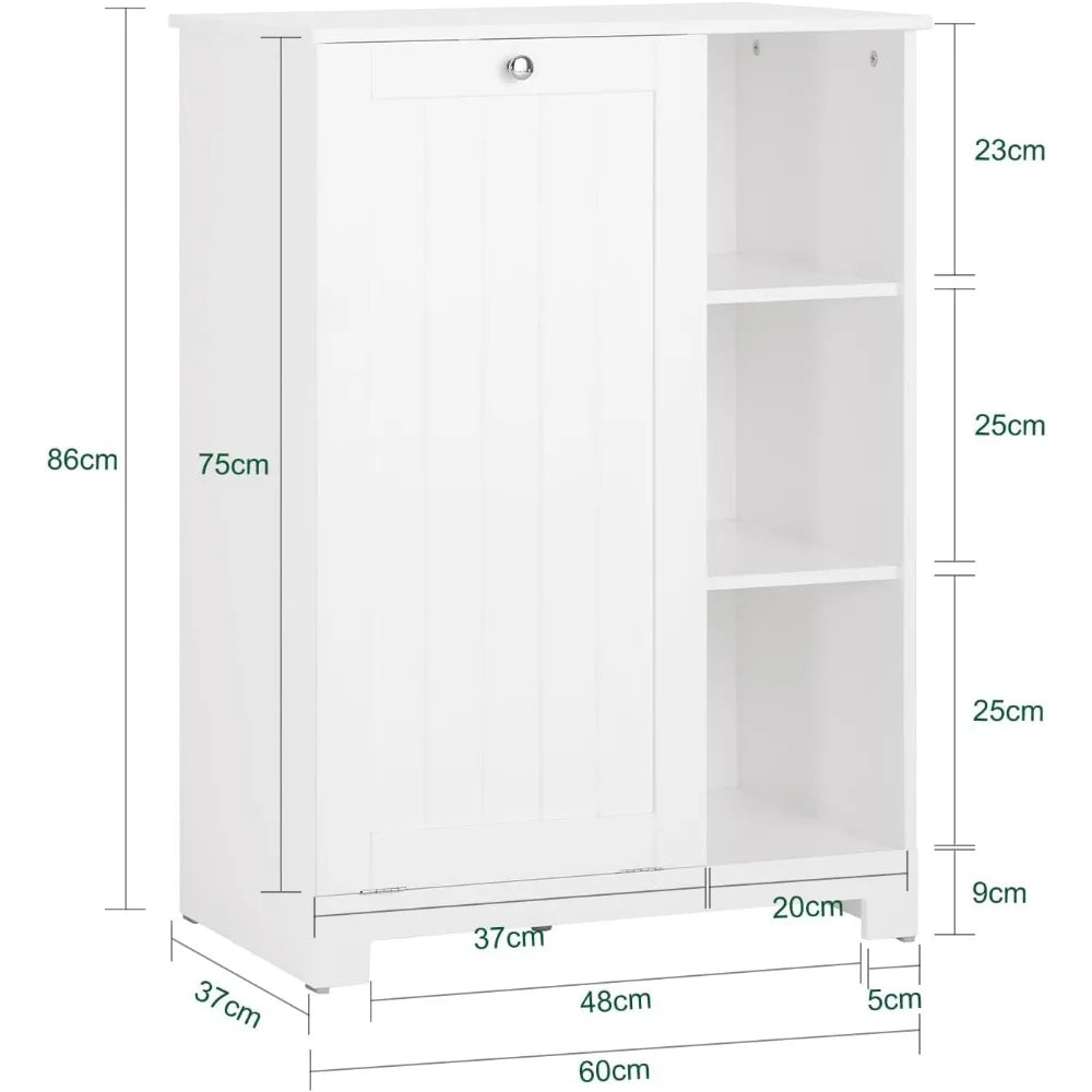 Bathroom Laundry Cabinet, Tilt-Out Laundry Hamper, 3 Shelves - Cuddle Cloud Emporium