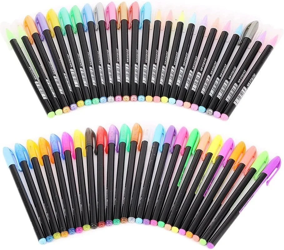 48 Color Gel Ink Glitter Pens Fine Tip - Cuddle Cloud Emporium