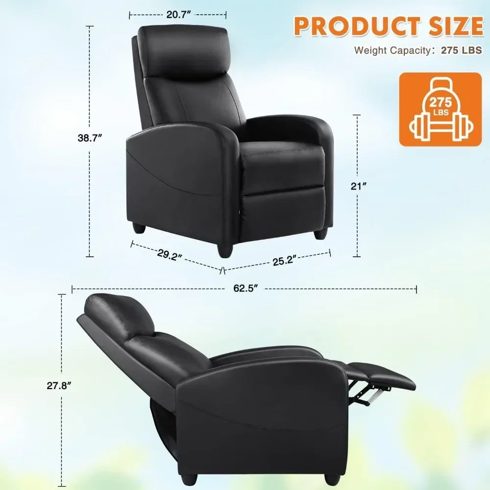 Massage Recliner Chair Adjustable with Padded Seat Backrest - Cuddle Cloud Emporium