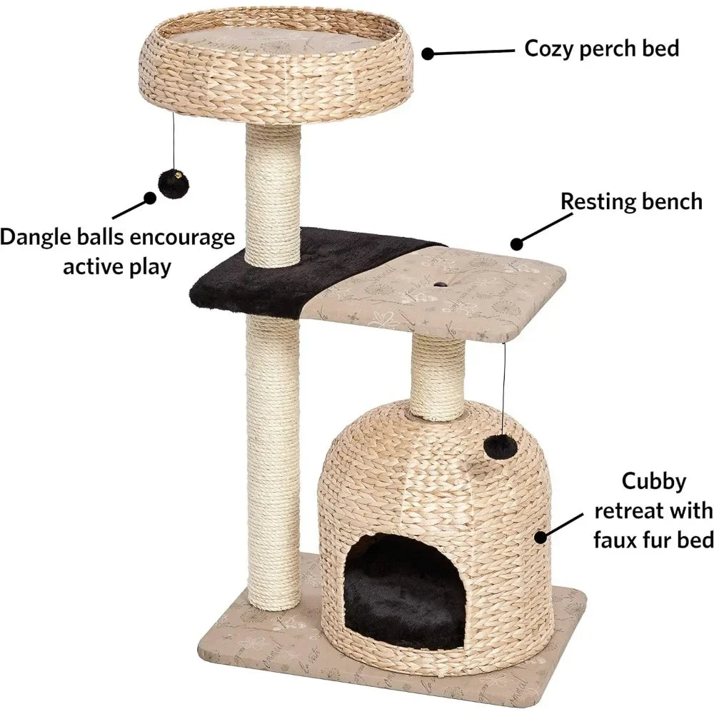 Cat Tree & Nest, Beds and Scratcher With Toys - Cuddle Cloud Emporium