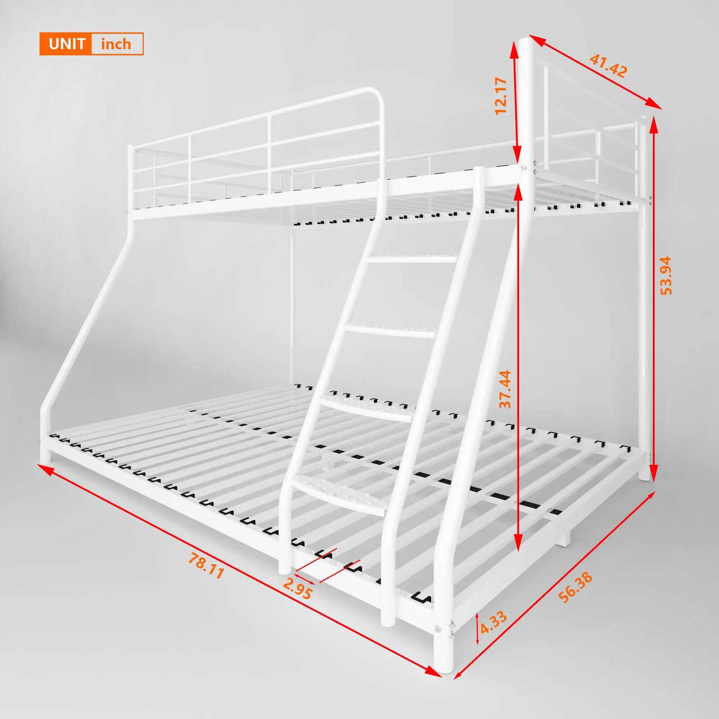 Twin over Full Metal Bunk Bed w/Comfortable Rungs - Cuddle Cloud Emporium