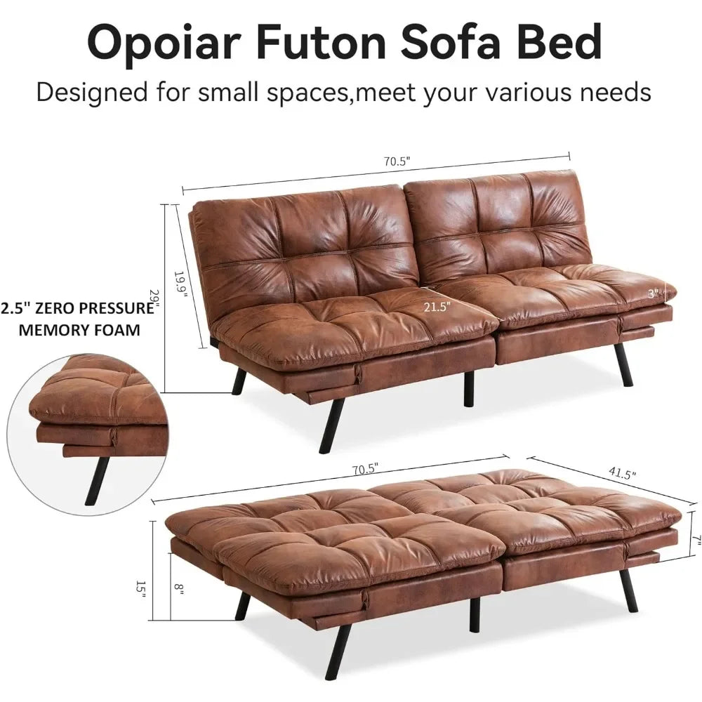 Convertible Futon Sofa Bed, Memory Foam Loveseat - Cuddle Cloud Emporium