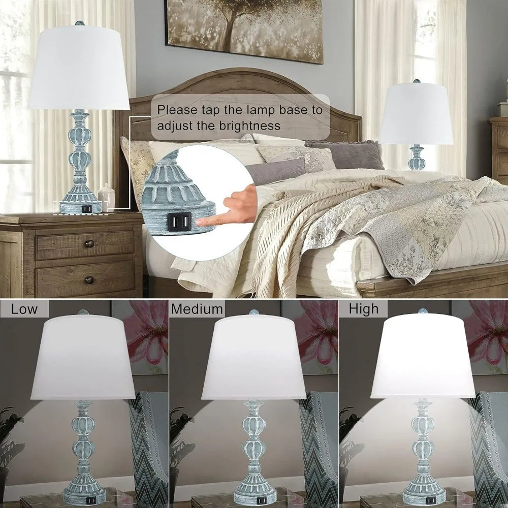 Dimmable Bedside Nightstand Lamp w/ 2 USB Charging Ports - Cuddle Cloud Emporium