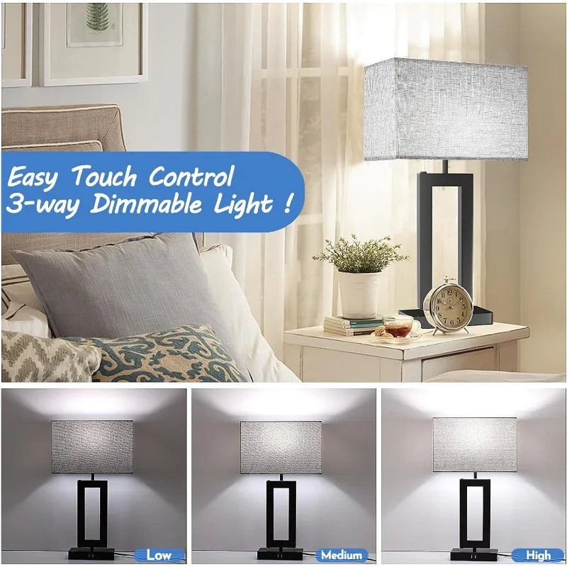 Touch Control 3-Way Dimmable Lamp w/ 2 USB Ports - Cuddle Cloud Emporium