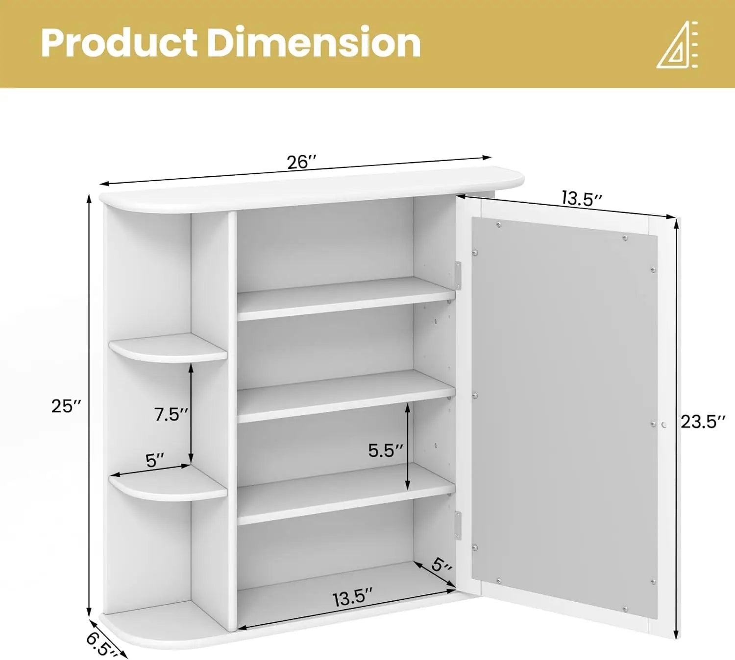 Wall Mounted Storage Cabinet With Mirror Door & Shelves - Cuddle Cloud Emporium