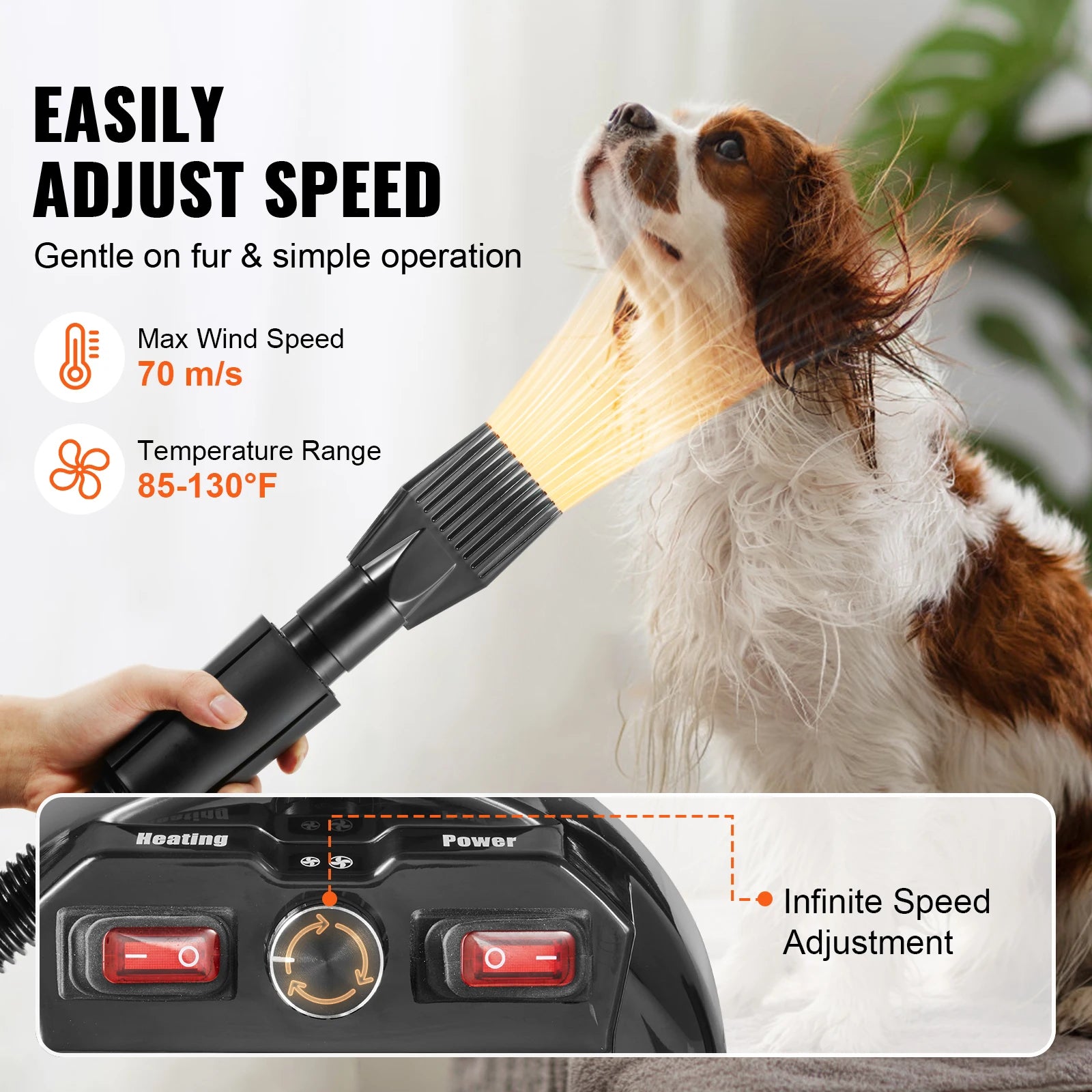 VEVOR Dog Blow Dryer Adjustable Controls & Attachments - Cuddle Cloud Emporium