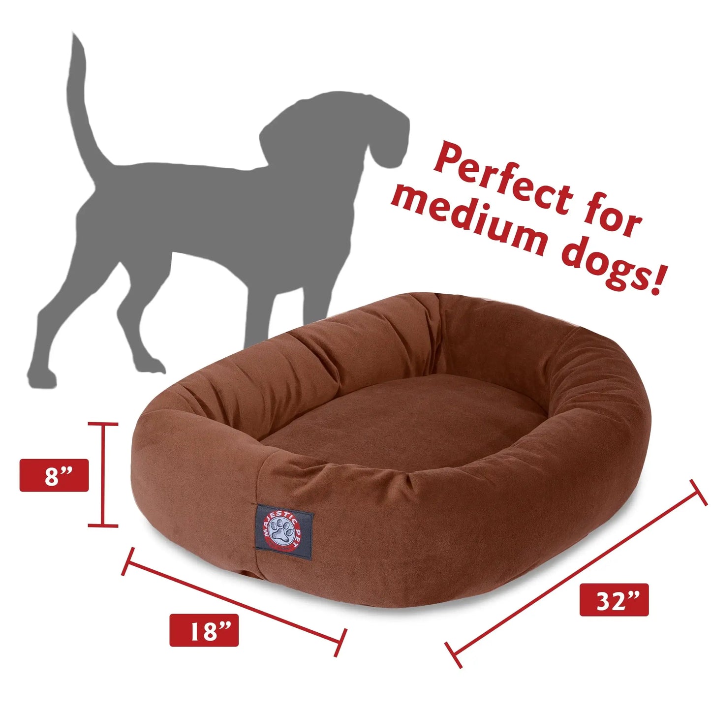 Suede Bagel Pet Bed For Dogs, Rust, Medium - Cuddle Cloud Emporium