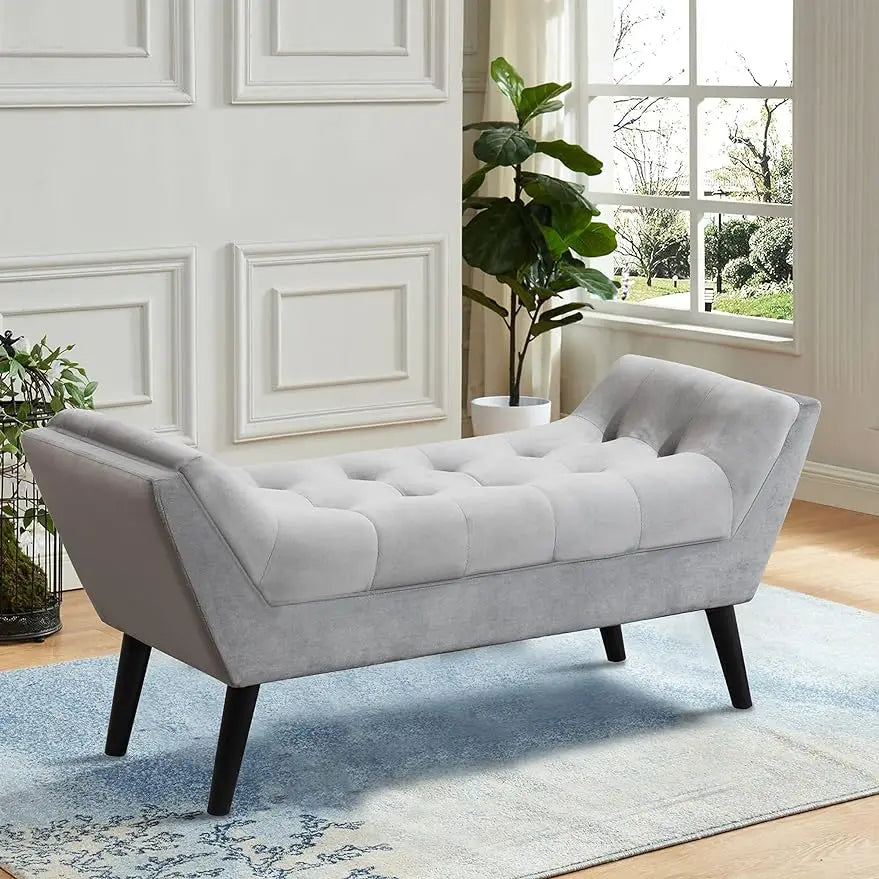 Tufted Bed Bench Fabric Ottoman Footstool - Cuddle Cloud Emporium