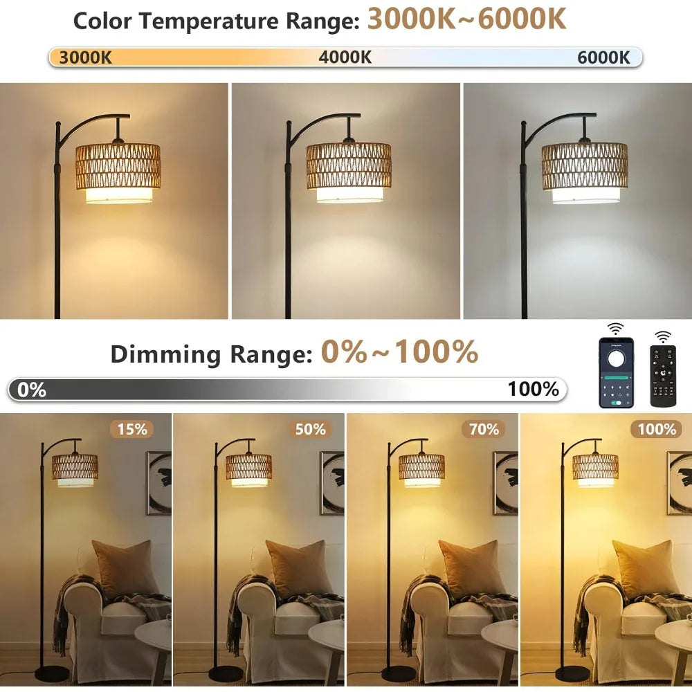 Arc Floor Lamp w/ 3 Color Temps, Remote & Dimmable Bulb - Cuddle Cloud Emporium