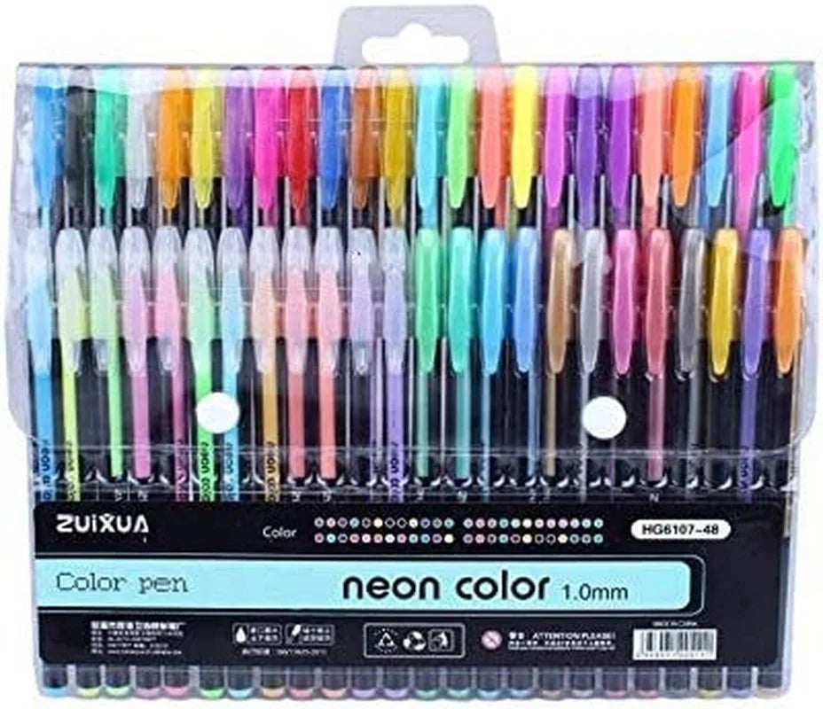 48 Color Gel Ink Glitter Pens Fine Tip - Cuddle Cloud Emporium