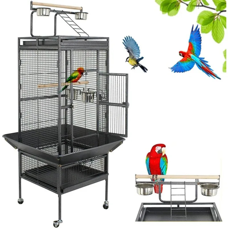 Raised Birdcage With Playtop & Perch - Cuddle Cloud Emporium