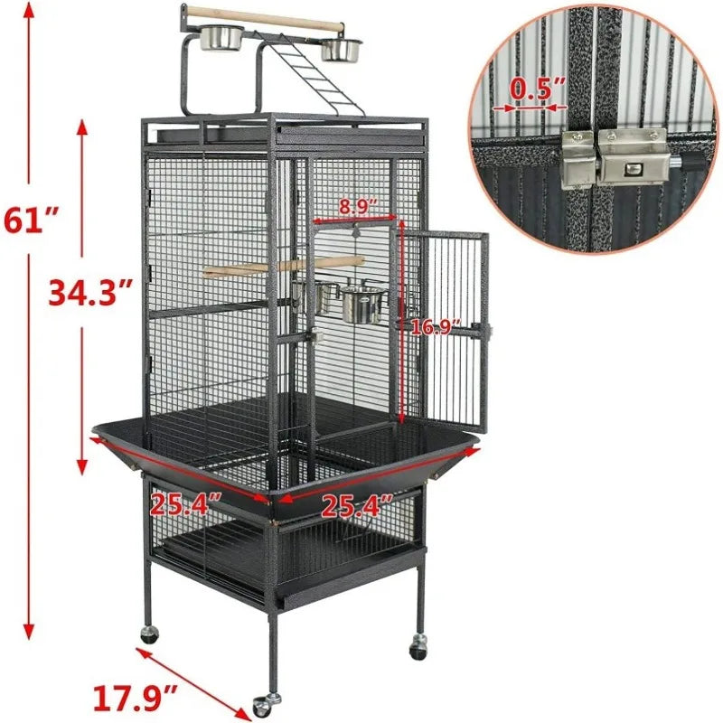 Raised Birdcage With Playtop & Perch - Cuddle Cloud Emporium