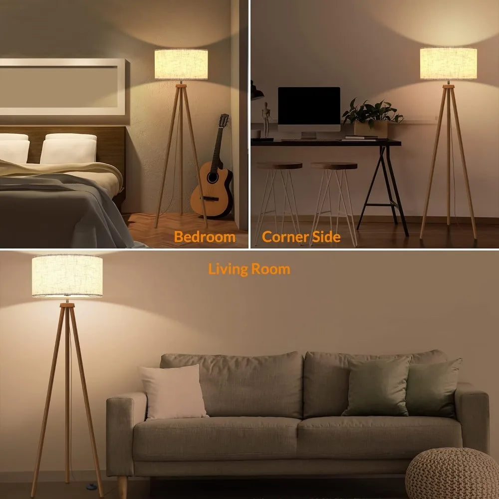 Wood Floor Lamp with Durable Fabric Shade - Cuddle Cloud Emporium