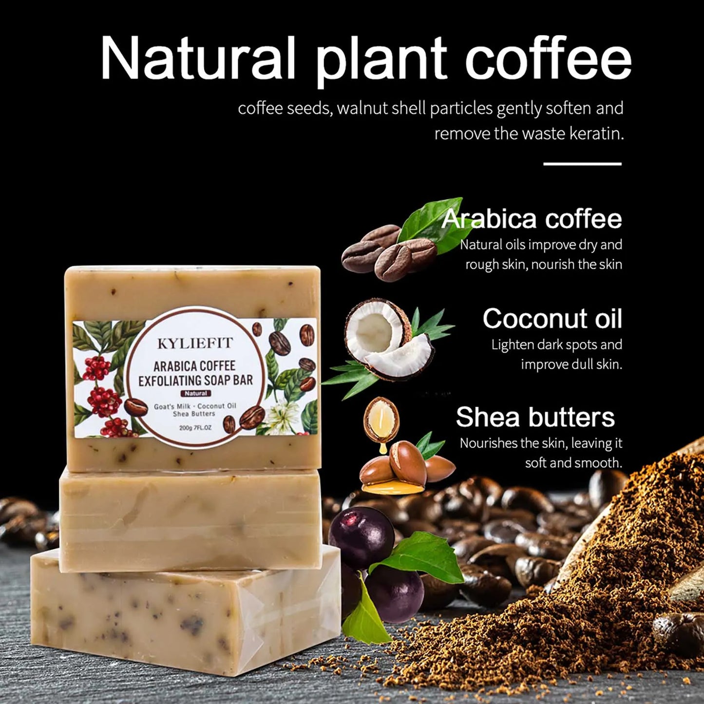 Arabica Coffee Exfoliating Soap w/ Coconut Oil, Shea Butter - Cuddle Cloud Emporium