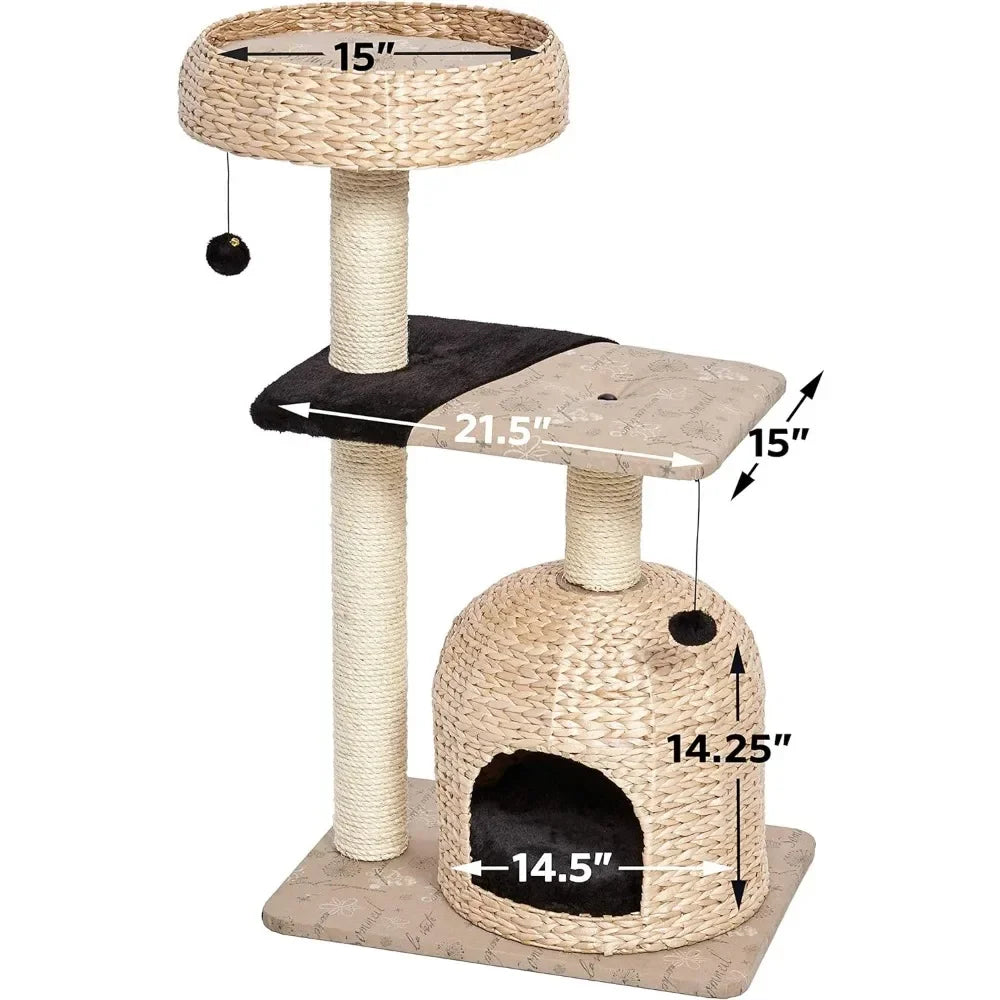 Cat Tree & Nest, Beds and Scratcher With Toys - Cuddle Cloud Emporium