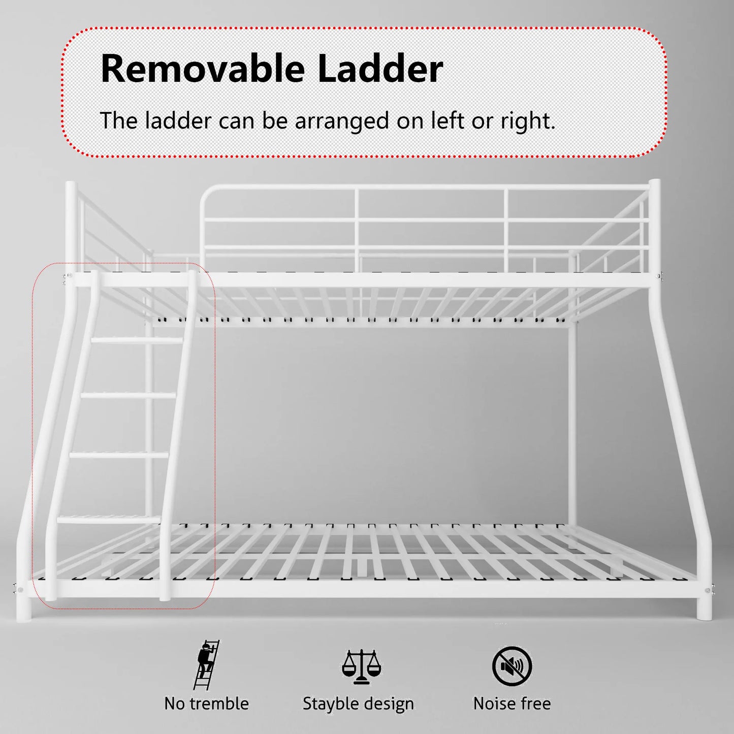 Twin over Full Metal Bunk Bed w/Comfortable Rungs - Cuddle Cloud Emporium