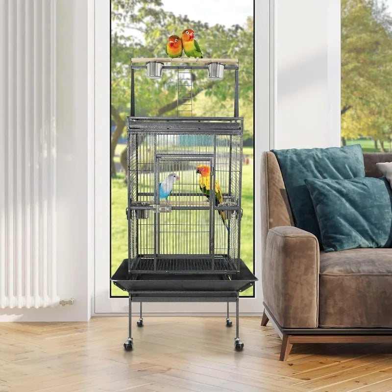 Raised Birdcage With Playtop & Perch - Cuddle Cloud Emporium