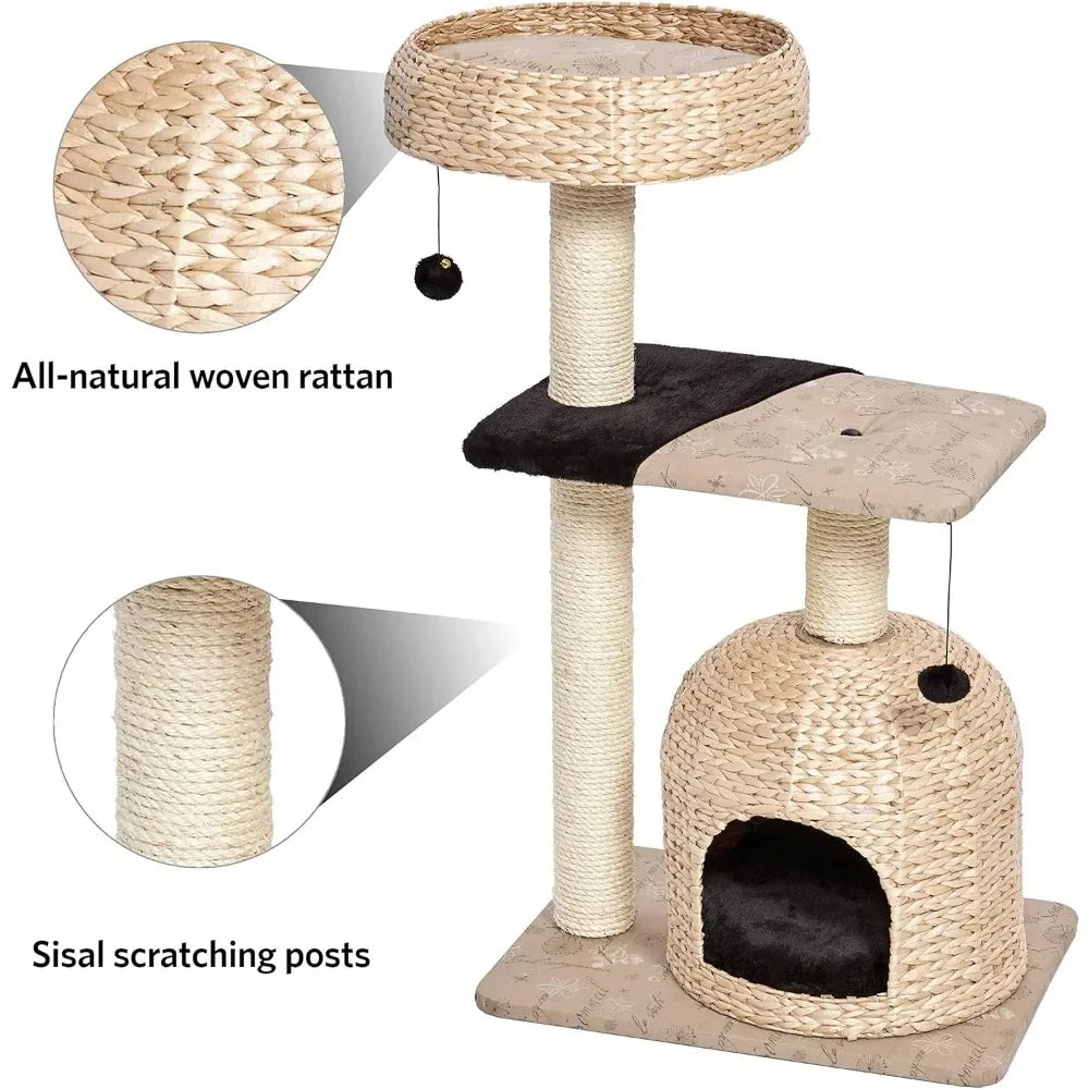 Cat Tree & Nest, Beds and Scratcher With Toys - Cuddle Cloud Emporium