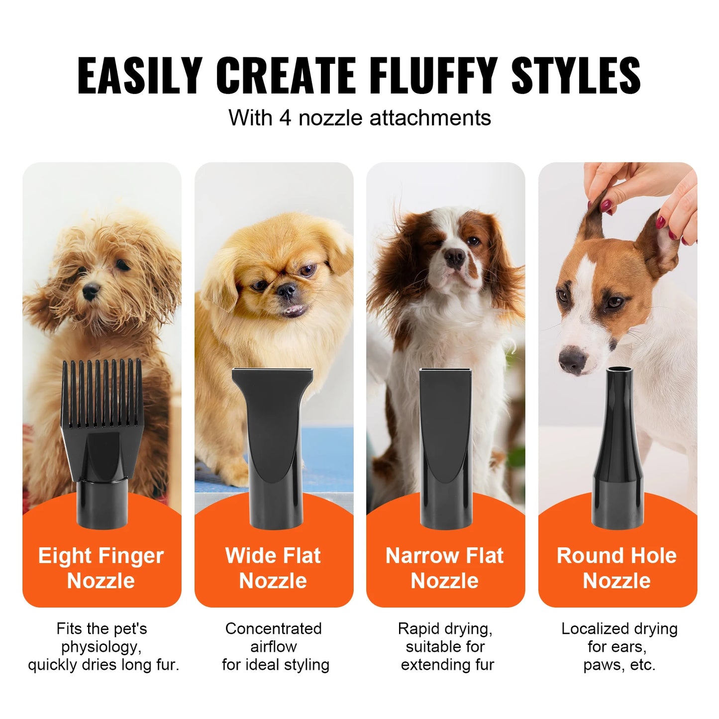 VEVOR Dog Blow Dryer Adjustable Controls & Attachments - Cuddle Cloud Emporium